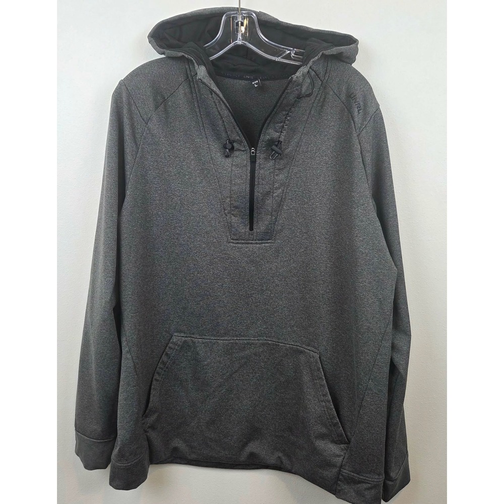UNRL Crossover Half Zip Hoodie Mens Large Charcoal Heather Grey Sweatshirt